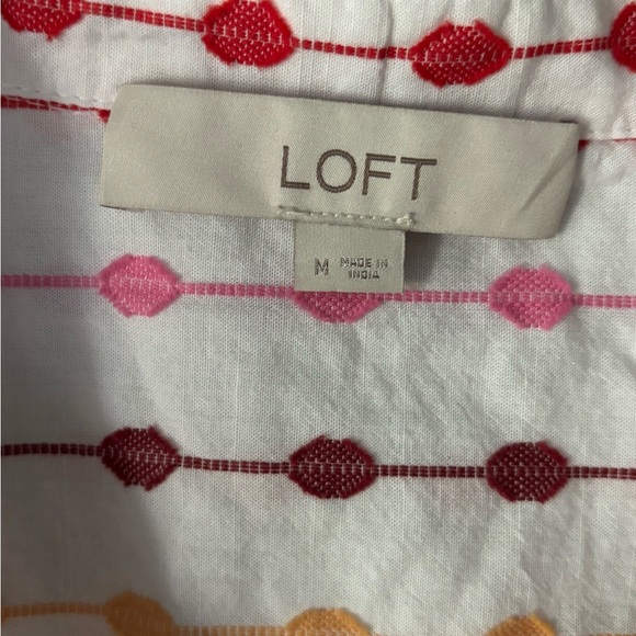 Loft | Embroidered Short Sleeve Colorful Button Down | M 🌸👕 - Picture 8 of 10